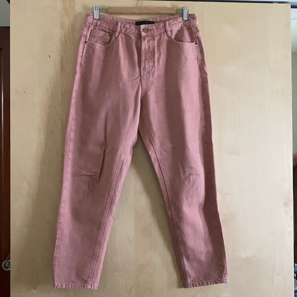 Zara Trafaluc Denimwear faded pink mom jeans